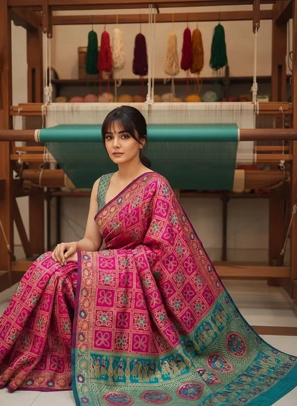 Magenta_Banarasi_Silk_Blend_Jacquard_Woven_Saree_For_Women_|_With_Blouse_Piece