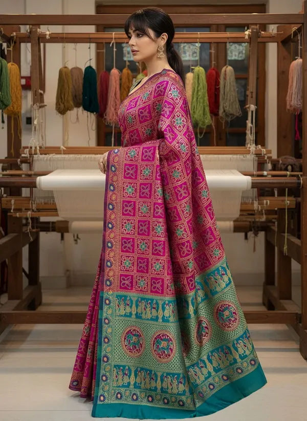 Magenta_Banarasi_Silk_Blend_Jacquard_Woven_Saree_For_Women_|_With_Blouse_Piece