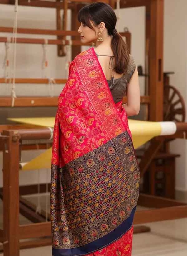 Pink_Banarasi_Silk_Blend_Jacquard_Woven_Saree_For_Women_|_With_Blouse_Piece