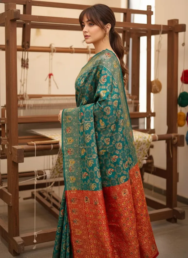 Blue_Banarasi_Silk_Blend_Jacquard_Woven_Saree_For_Women_|_With_Blouse_Piece
