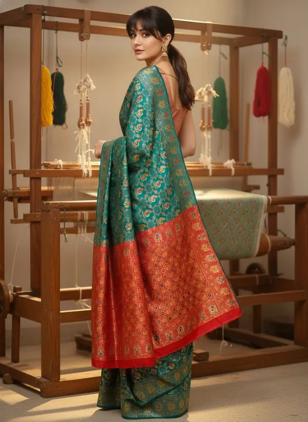 Blue_Banarasi_Silk_Blend_Jacquard_Woven_Saree_For_Women_|_With_Blouse_Piece