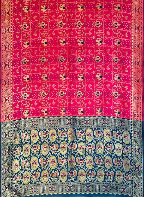 Magenta_Pink_Banarasi_Silk_Blend_Jacquard_Woven_Saree_For_Women_|_With_Blouse_Piece
