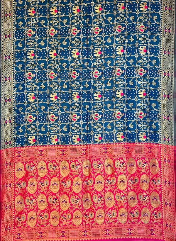 Blue_Banarasi_Silk_Blend_Jacquard_Woven_Saree_For_Women_|_With_Blouse_Piece