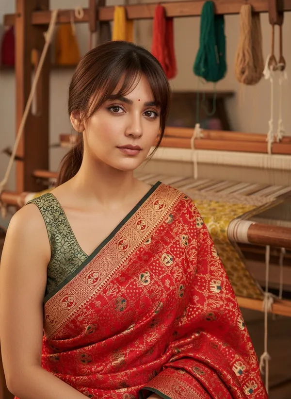 Red_Banarasi_Silk_Blend_Woven_Jacquard_Saree_For_Women_|_With_Blouse_Piece