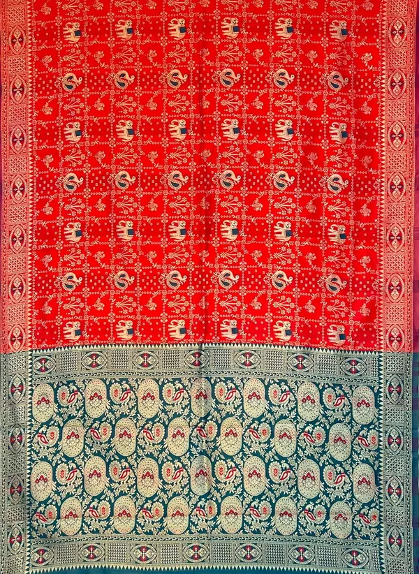 Red_Banarasi_Silk_Blend_Woven_Jacquard_Saree_For_Women_|_With_Blouse_Piece