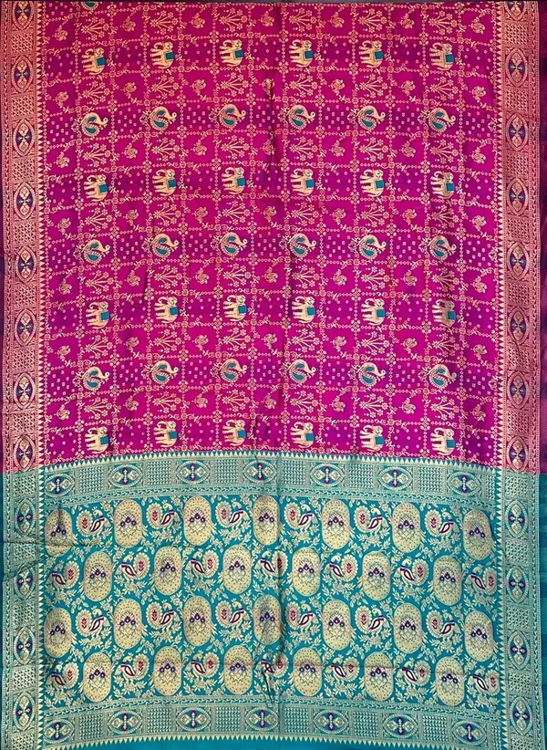 Magenta_Banarasi_Silk_Blend_Jacquard_Woven_Saree_For_Women_|_With_Blouse_Piece