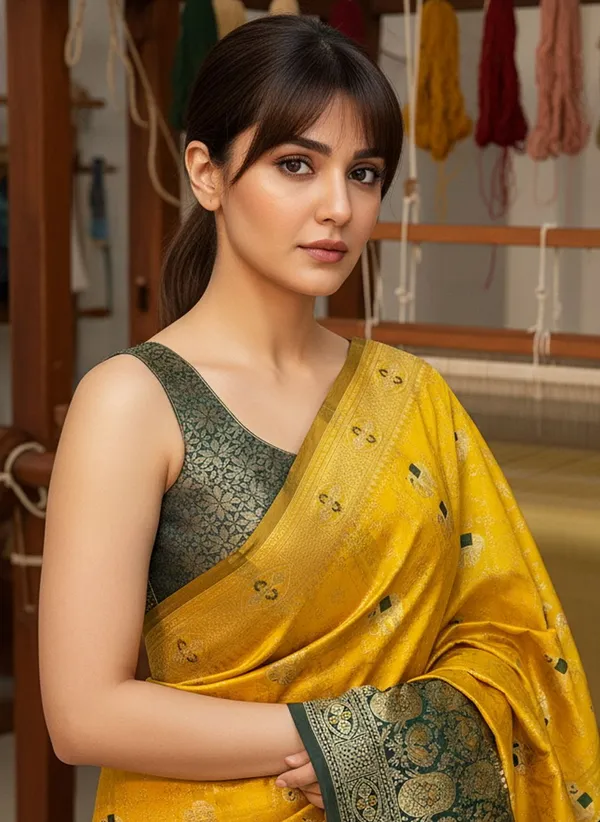 Mustard_Yellow_Banarasi_Silk_Blend_Jacquard_Woven_Saree_For_Women_|_With_Blouse_Piece