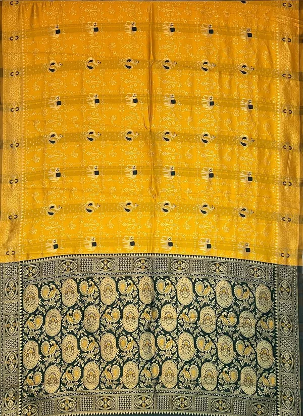 Mustard_Yellow_Banarasi_Silk_Blend_Jacquard_Woven_Saree_For_Women_|_With_Blouse_Piece