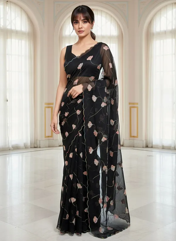 Black_Georgette_Embroidered_Sequin_Beads_Bollywood_Saree_For_Women_|_With_Blouse_Piece