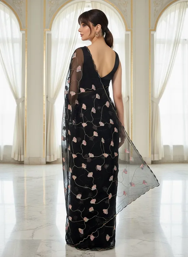Black_Georgette_Embroidered_Sequin_Beads_Bollywood_Saree_For_Women_|_With_Blouse_Piece