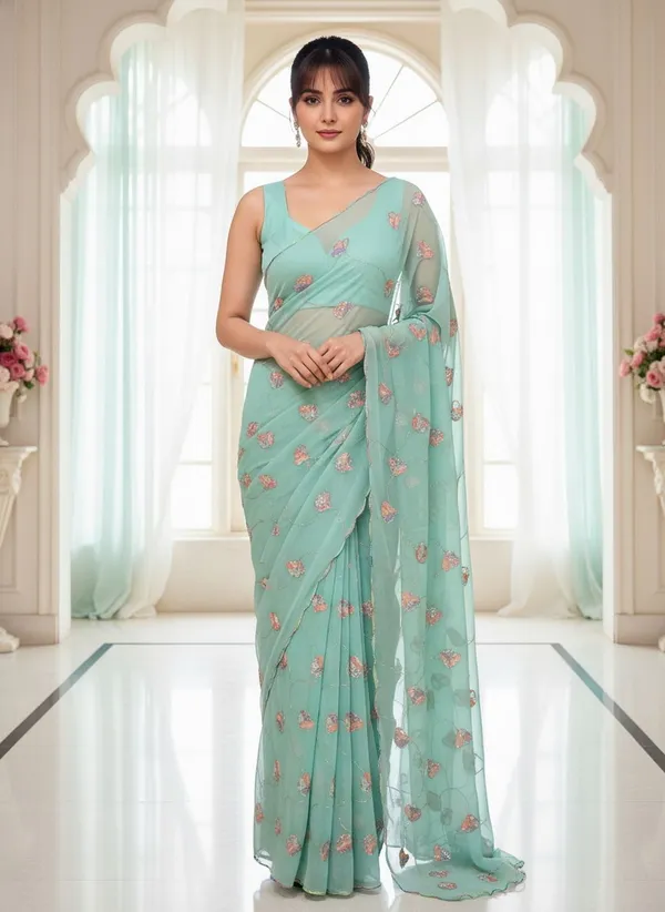 Sea_Green_Georgette_Embroidered_Sequin_Beads_Bollywood_Saree_For_Women_|_With_Blouse_Piece