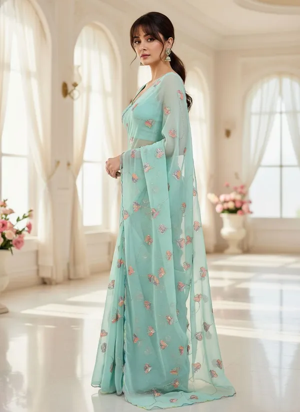 Sea_Green_Georgette_Embroidered_Sequin_Beads_Bollywood_Saree_For_Women_|_With_Blouse_Piece