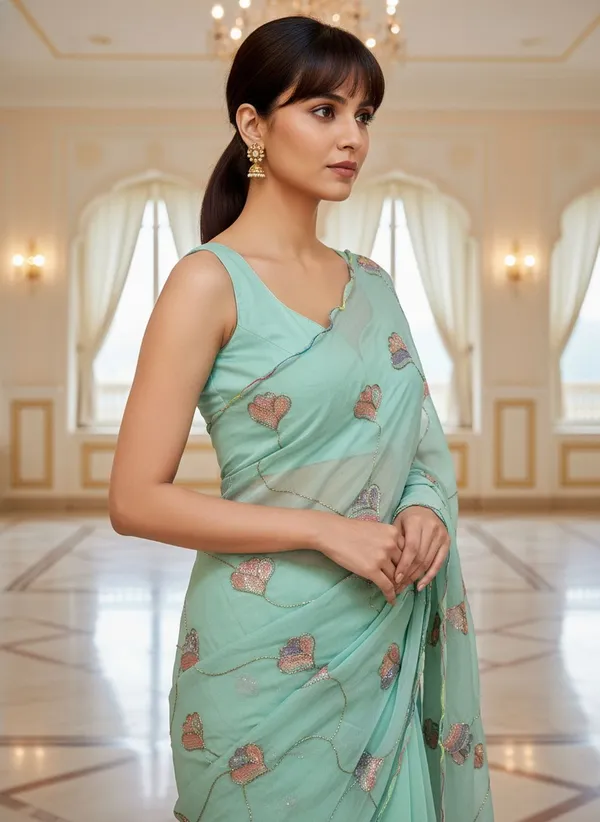 Sea_Green_Georgette_Embroidered_Sequin_Beads_Bollywood_Saree_For_Women_|_With_Blouse_Piece