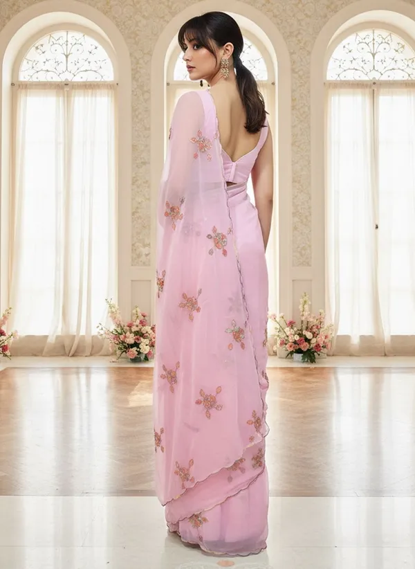 Pink_Georgette_Sequence_Beads_Embroidered_Floral_Saree_For_Women_|_With_Blouse_Piece