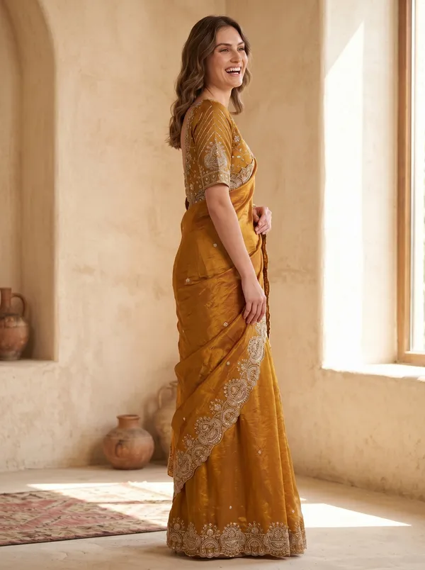 Brown_Tissue_Satin_Saree_with_Sequence_Embroidery_&_Scalloped_Border