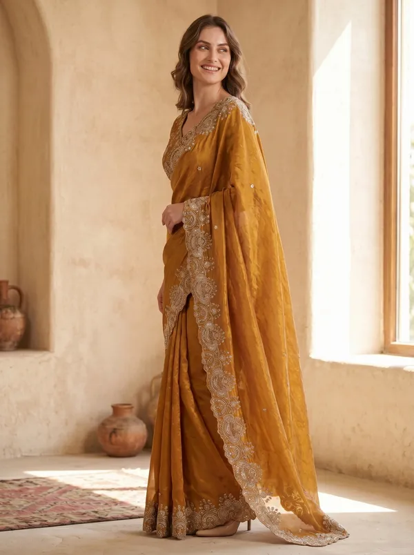 Brown_Tissue_Satin_Saree_with_Sequence_Embroidery_&_Scalloped_Border