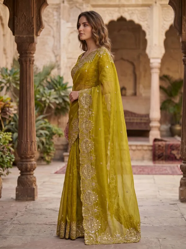 Olive_Tissue_Satin_Saree_with_Sequence_Embroidery_&_Scalloped_Border
