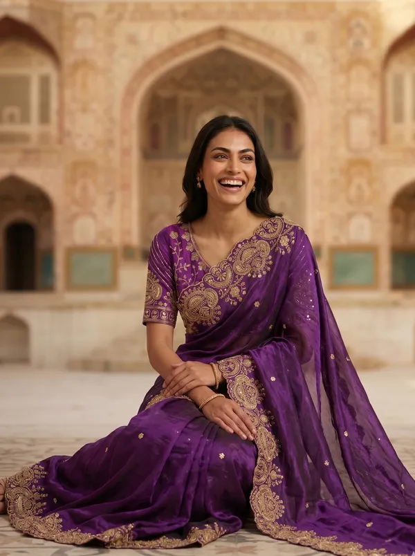 Purple_Tissue_Satin_Saree_with_Gold_Sequence_&_Scalloped_Border
