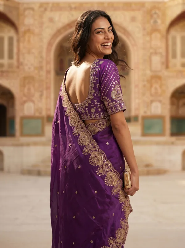 Purple_Tissue_Satin_Saree_with_Gold_Sequence_&_Scalloped_Border