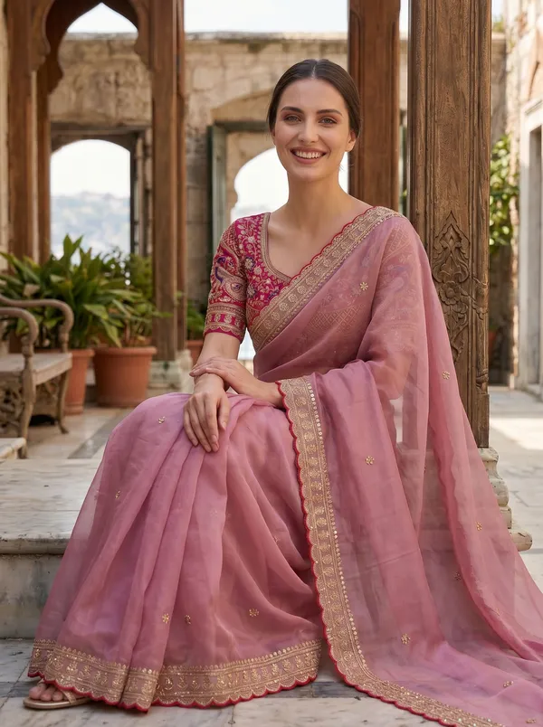 Pink_Georgette_Saree_with_Sequin_Embroidery_&_Scalloped_Border_+_Blouse