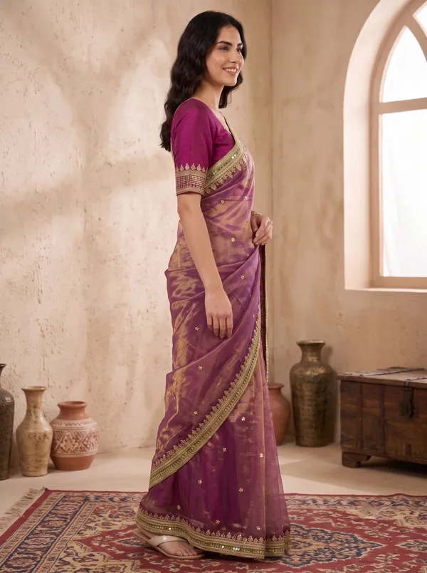 Heavy_Embroidered_Magenta_Net_Saree_with_Sequence_Work_&_Unstitched_Blouse