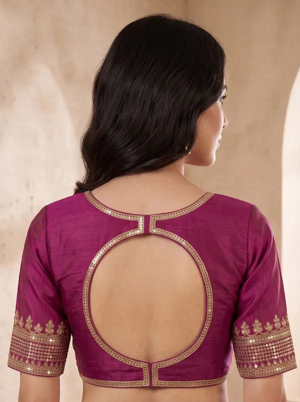 Heavy_Embroidered_Magenta_Net_Saree_with_Sequence_Work_&_Unstitched_Blouse