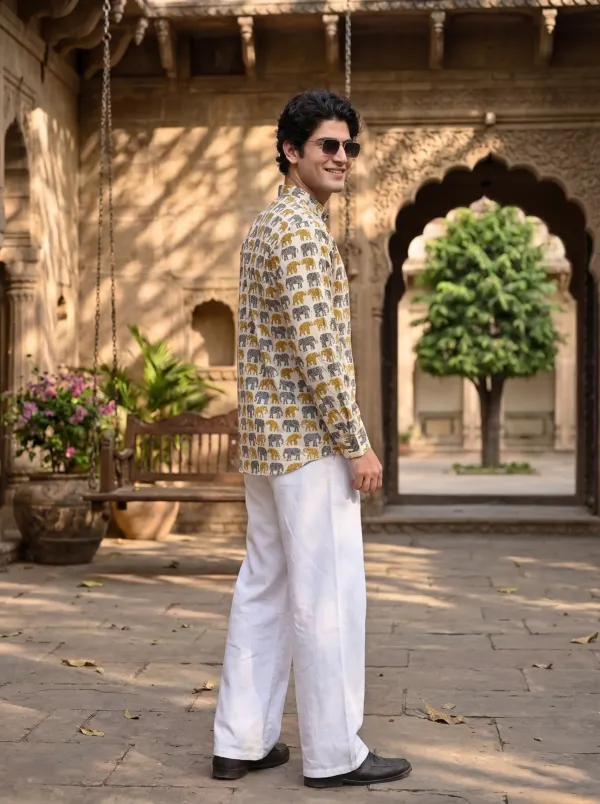 White_And_Green_Linen_Premium_Kurta_For_Men_(Pack_Of_2)