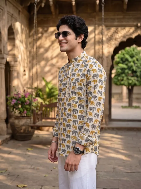 White_And_Green_Linen_Premium_Kurta_For_Men_(Pack_Of_2)