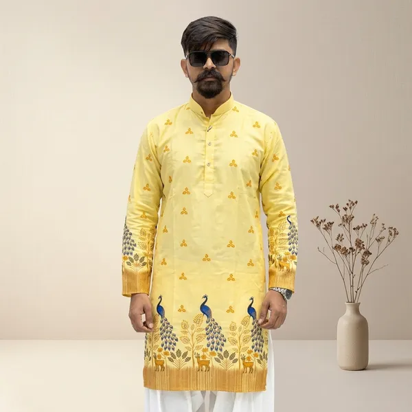 Yellow_And_Green_Rayon_Premium_Kurta_For_Men_(Pack_Of_2)