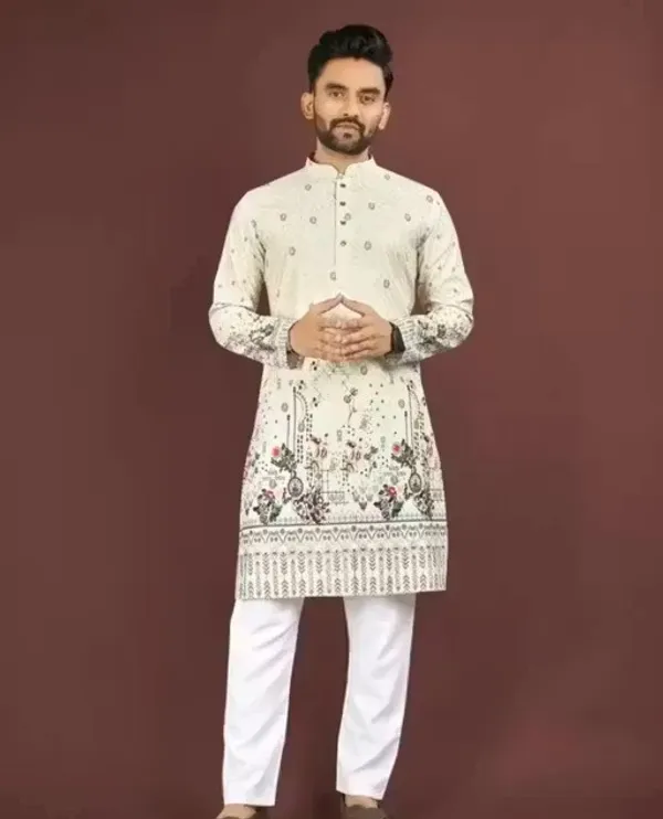 Cream_And_White_Rayon_Premium_Kurta_For_Men_(Pack_Of_2)
