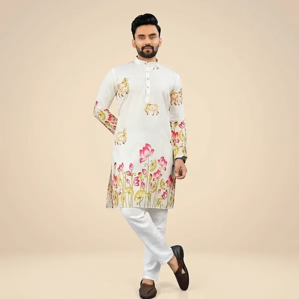 Cream_And_White_Rayon_Premium_Kurta_For_Men_(Pack_Of_2)