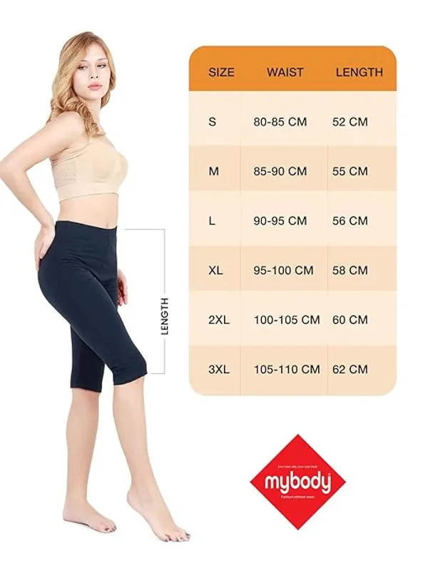 Mybody_Women_Cotton_Knee_Length_Cycling_Shorts_Stretchable_Breathable_Biker_Gym_Yoga_Workout_Shorts_Mid_Waist_Athletic_Fit