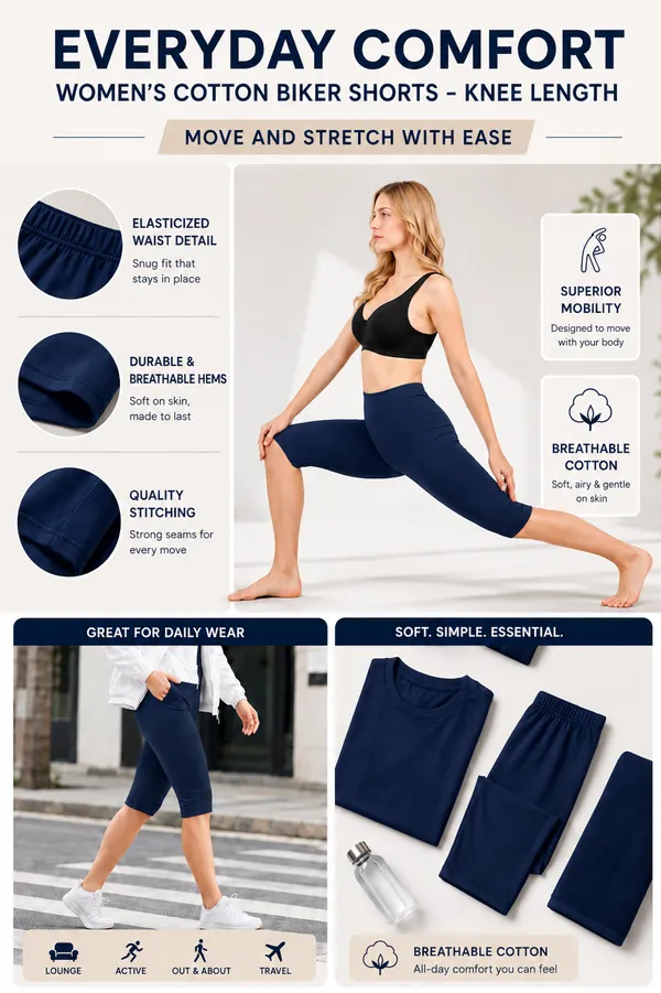 Mybody_Women_Cotton_Knee_Length_Cycling_Shorts_Stretchable_Breathable_Biker_Gym_Yoga_Workout_Shorts_Mid_Waist_Athletic_Fit