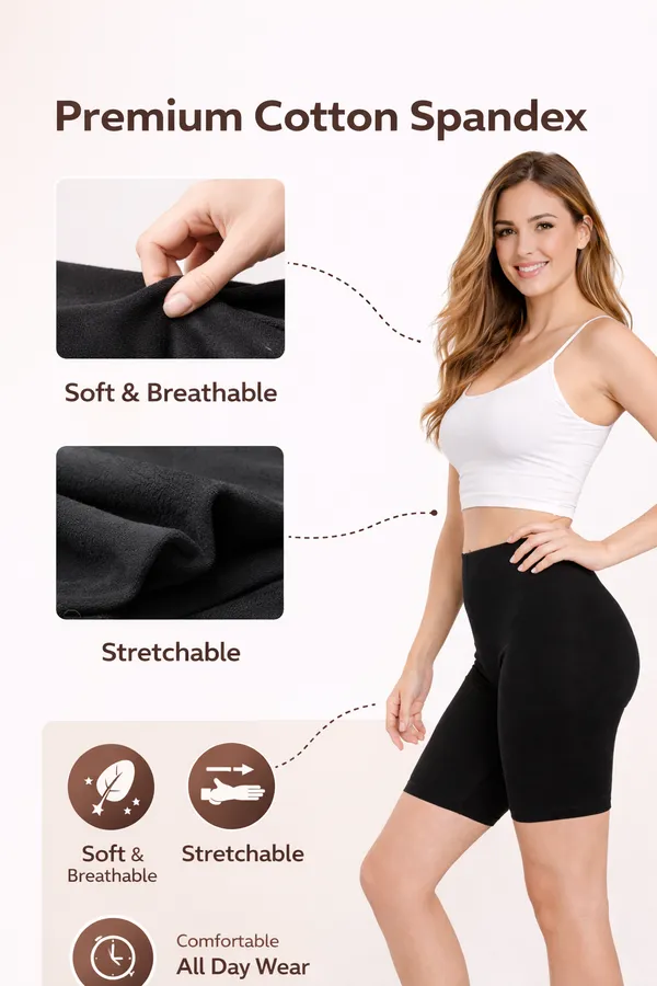Women�s_Cotton_Above_Knee_Length_Shorty_Pack_3_(M70)_|_Stretchable_Mid_Waist_Gym_Yoga_Workout_Biker_Shorts_|_Soft,_Breathable_&_Comfortable
