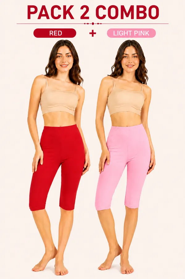 Women�s_Cotton_Knee_Length_Cycling_Shorts_Pack_2_|_Stretchable_Breathable_Biker_Gym_Yoga_Workout_Shorts_|_Mid_Waist_Athletic_Fit