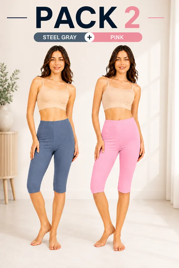 Women�s_Cotton_Knee_Length_Cycling_Shorts_Pack_2_|_Stretchable_Breathable_Biker_Gym_Yoga_Workout_Shorts_|_Mid_Waist_Athletic_Fit