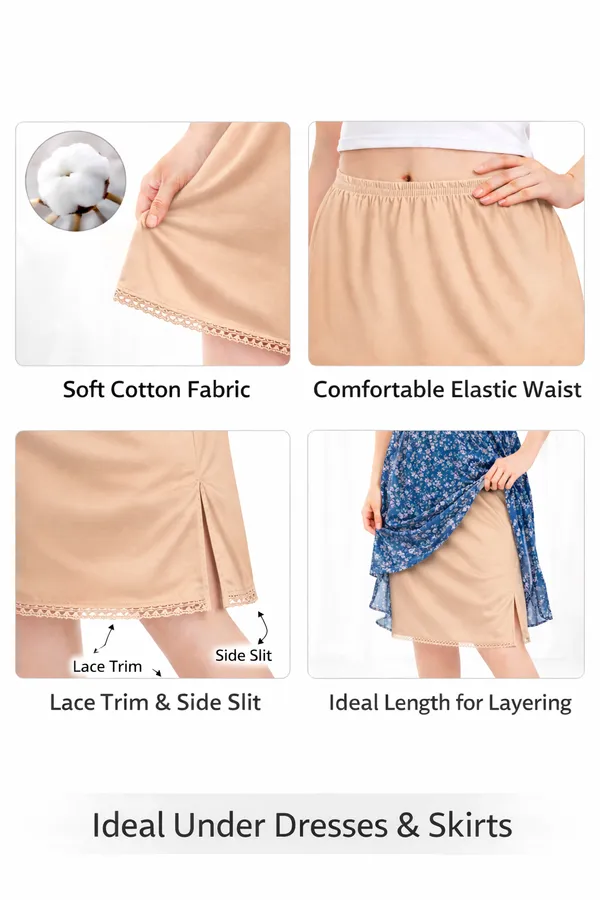 Women�s_Cotton_Knitted_Petticoat_Slip_Combo_Pack_of_2_|_1_Knee_Length_&_1_Ankle_Length_Underskirt_|_Soft_Breathable_Inner_Skirt_for_Saree,_Dress,_Kurti_&_Gown