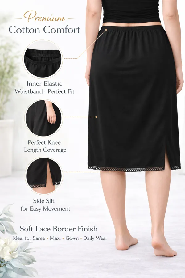 Women�s_Cotton_Knitted_Petticoat_Slip_Combo_Pack_of_2_|_1_Knee_Length_&_1_Ankle_Length_Underskirt_|_Soft_Breathable_Inner_Skirt_for_Saree,_Dress,_Kurti_&_Gown