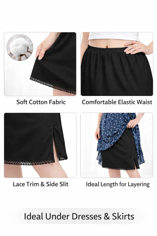 Women�s_Cotton_Knitted_Petticoat_Slip_Combo_Pack_of_2_|_1_Knee_Length_&_1_Ankle_Length_Underskirt_|_Soft_Breathable_Inner_Skirt_for_Saree,_Dress,_Kurti_&_Gown
