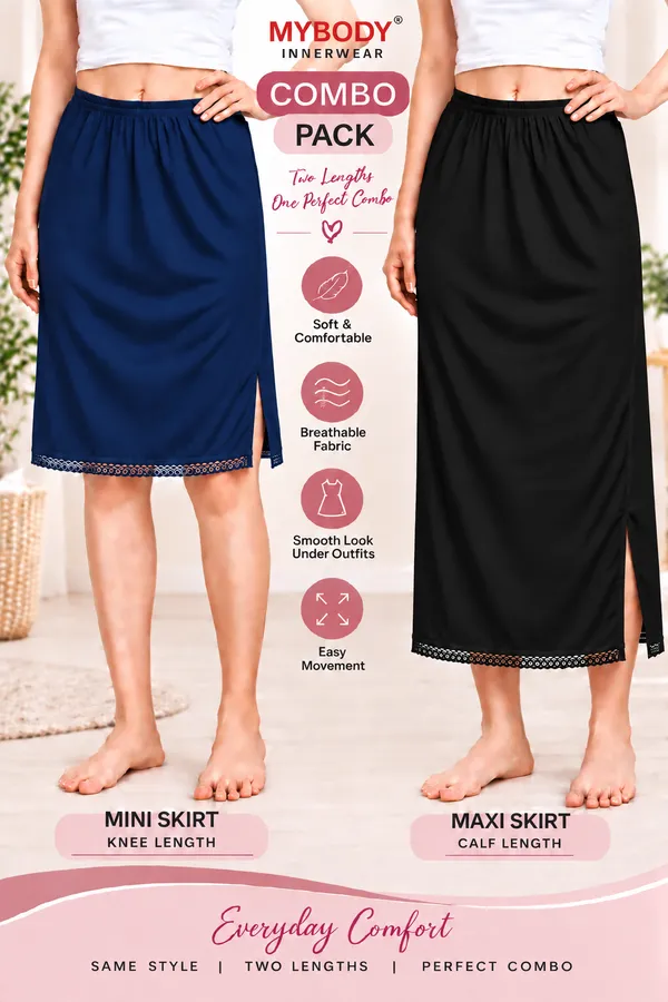 Women�s_Cotton_Knitted_Petticoat_Slip_Combo_Pack_of_2_|_1_Knee_Length_&_1_Ankle_Length_Underskirt_|_Soft_Breathable_Inner_Skirt_for_Saree,_Dress,_Kurti_&_Gown