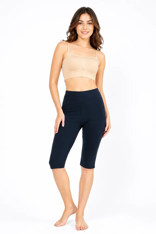 Mybody_Women_Cotton_Knee_Length_Cycling_Shorts_Stretchable_Breathable_Biker_Gym_Yoga_Workout_Shorts_Mid_Waist_Athletic_Fit