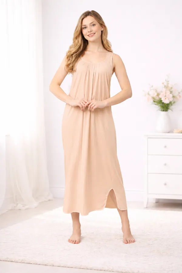 Women�s_Cotton_Full_Length_Nighty_Slip_long_sleeveless_Camisole_with_broad_strap_for_Gown,Nighty,Sleepwear