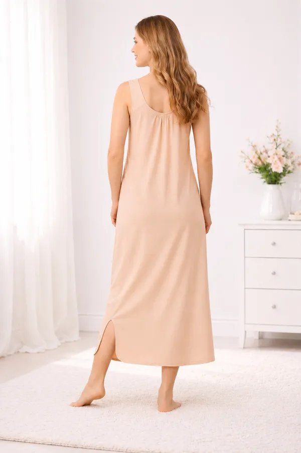 Women�s_Cotton_Full_Length_Nighty_Slip_long_sleeveless_Camisole_with_broad_strap_for_Gown,Nighty,Sleepwear