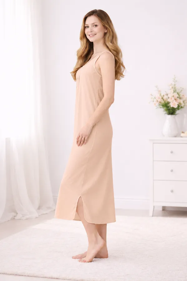 Women�s_Cotton_Full_Length_Nighty_Slip_long_sleeveless_Camisole_with_broad_strap_for_Gown,Nighty,Sleepwear