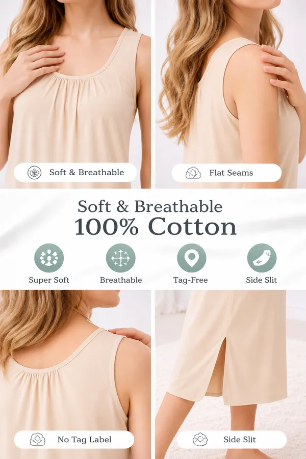 Women�s_Cotton_Full_Length_Nighty_Slip_long_sleeveless_Camisole_with_broad_strap_for_Gown,Nighty,Sleepwear