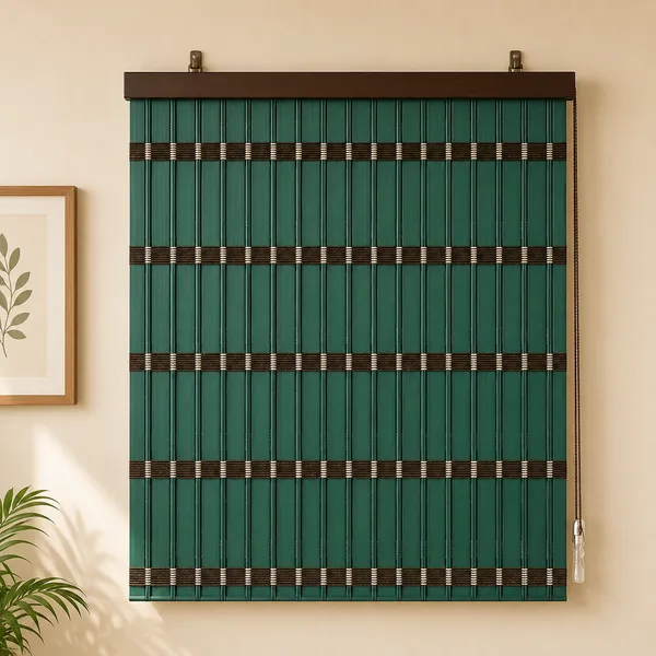 Brown_And_Green_Bamboo_Woven_Placemat_Set_For_Dining_Table(Pvc_Blinds)