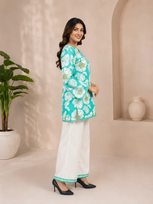 Aqua_Petal_Kurti_&_Palazzo_Set