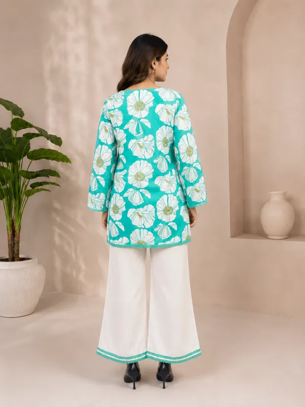 Aqua_Petal_Kurti_&_Palazzo_Set