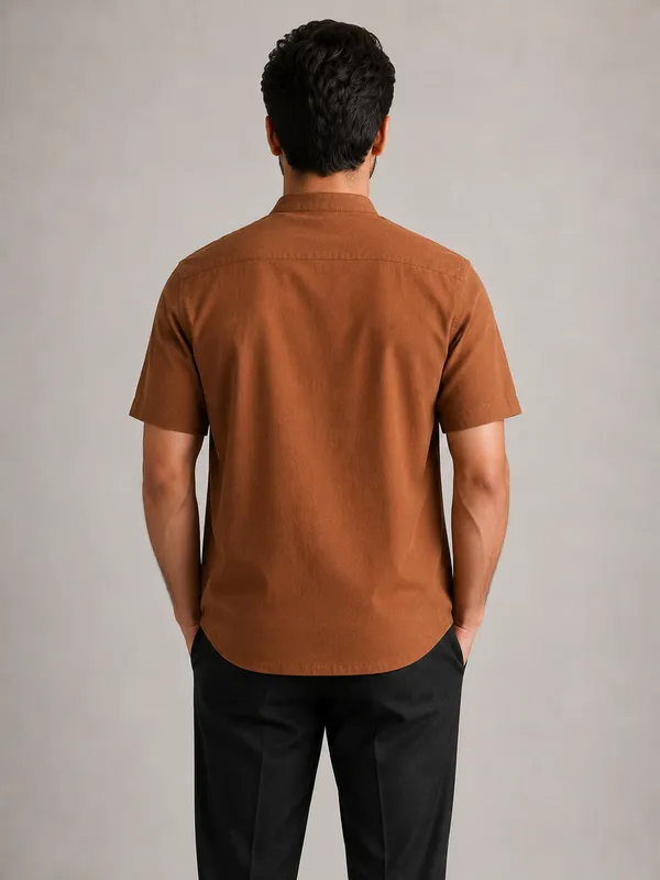 Brown_Mandarin_Collar_Shirt_for_Men