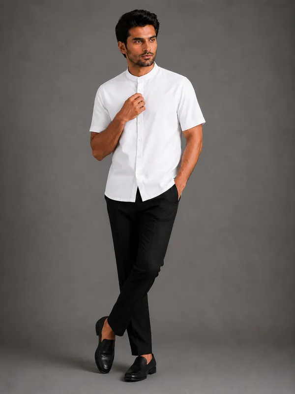 White_Mandarin_collar_shirt_for_men